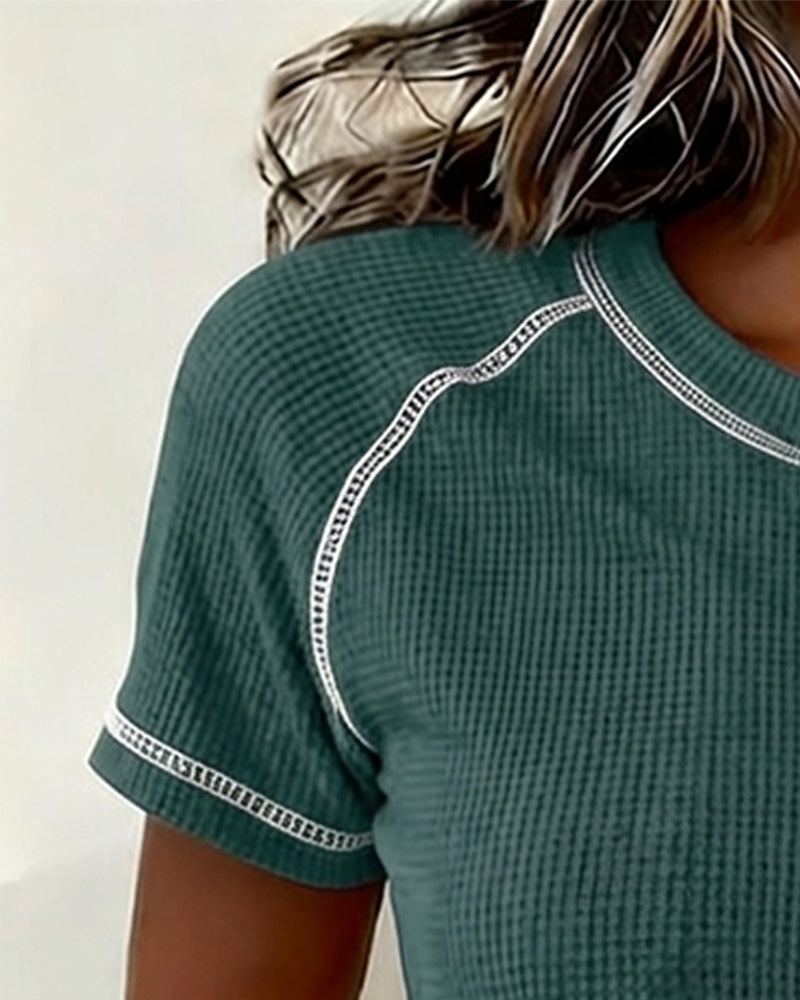 T-Shirt Tissage Gaufre Henley