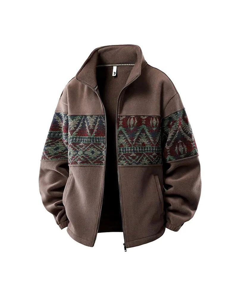 Homme Manteau Col Montant Fermeture Éclair Contraste