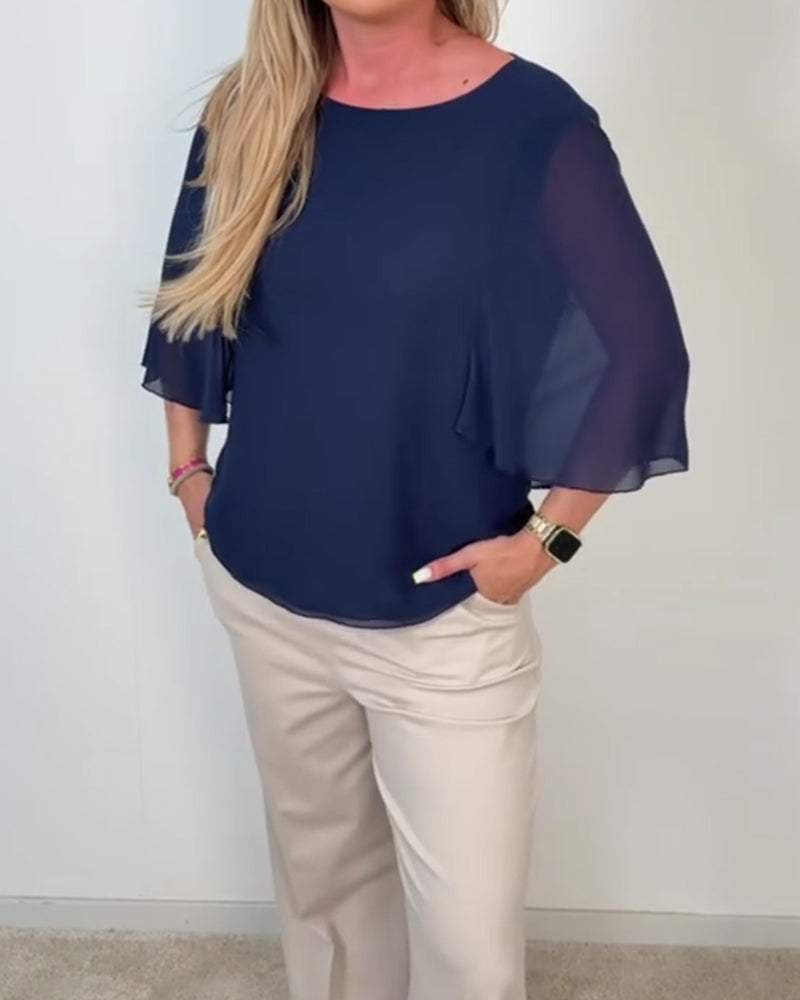 Blouse Manches Cloche Col Rond
