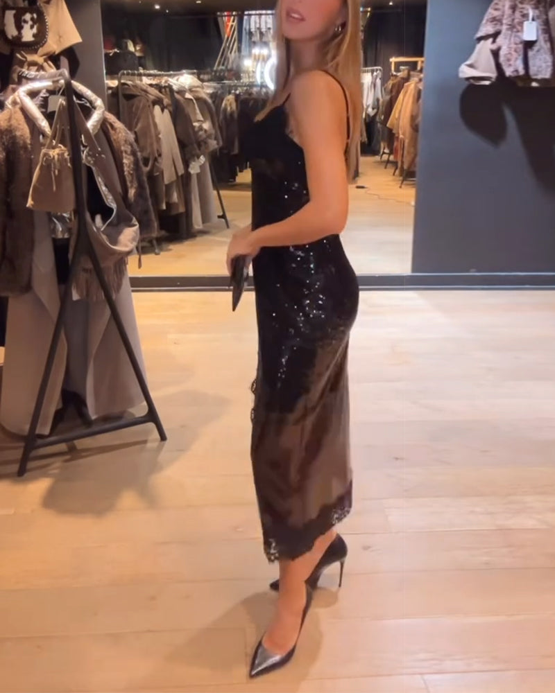 Robe De Soirée Sophistiquée À Fines Bretelles