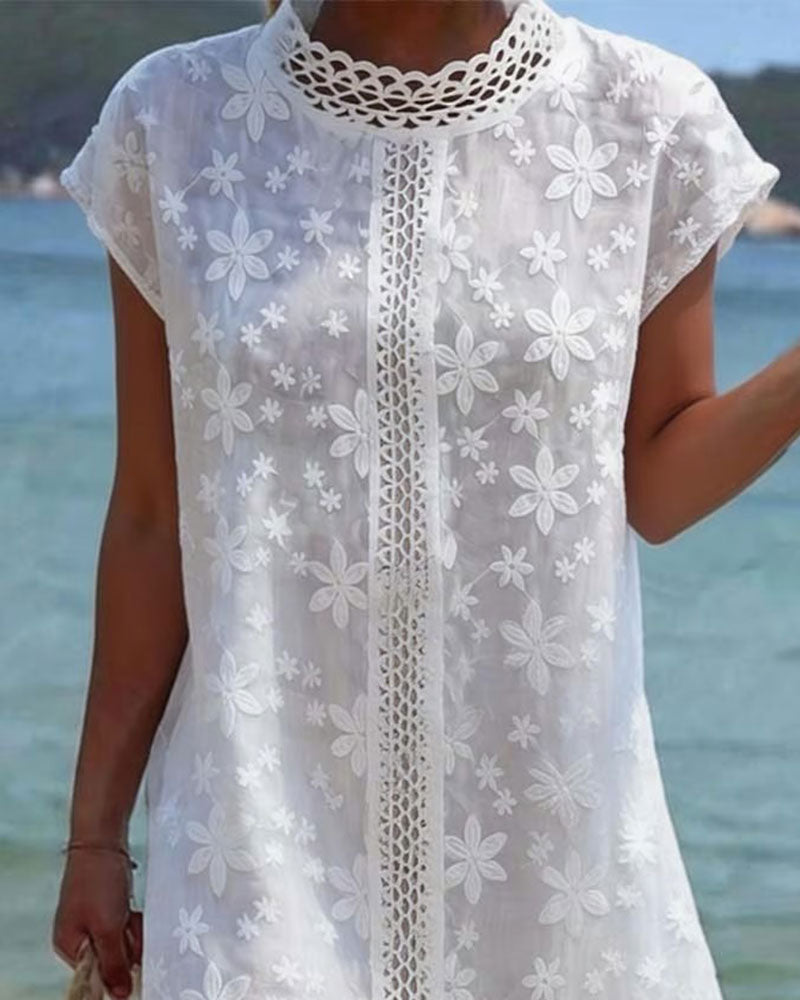 Robe Découpée Unie Imprimée