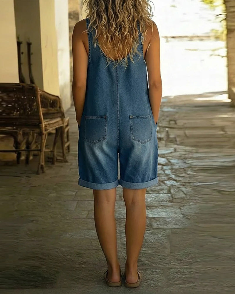Combinaisons Avec Short En Denim Décontracté