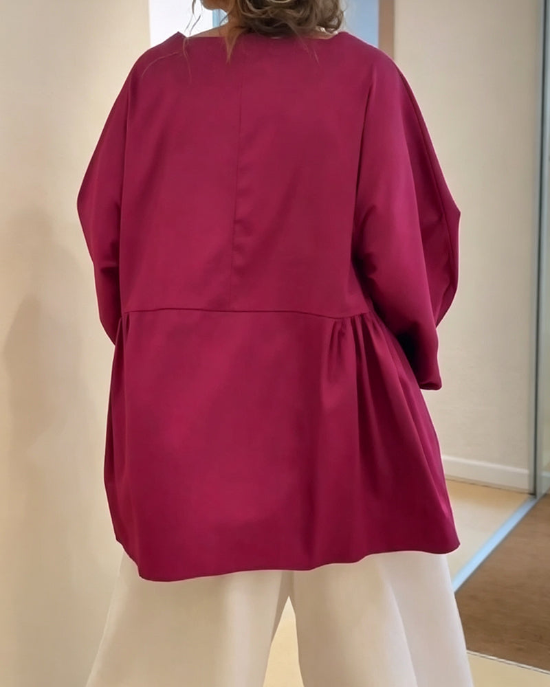 Blouse Unie À Manches Longues