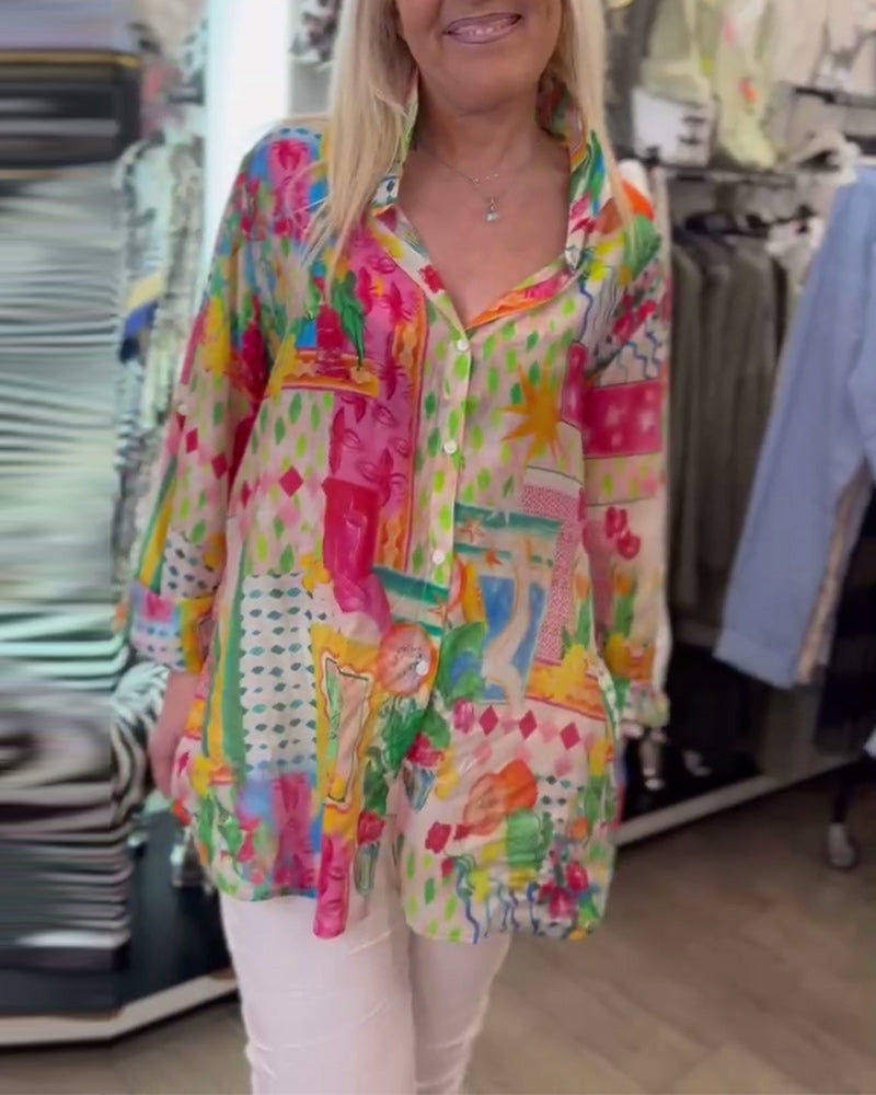Chemise Colorée Élégante Col Revers