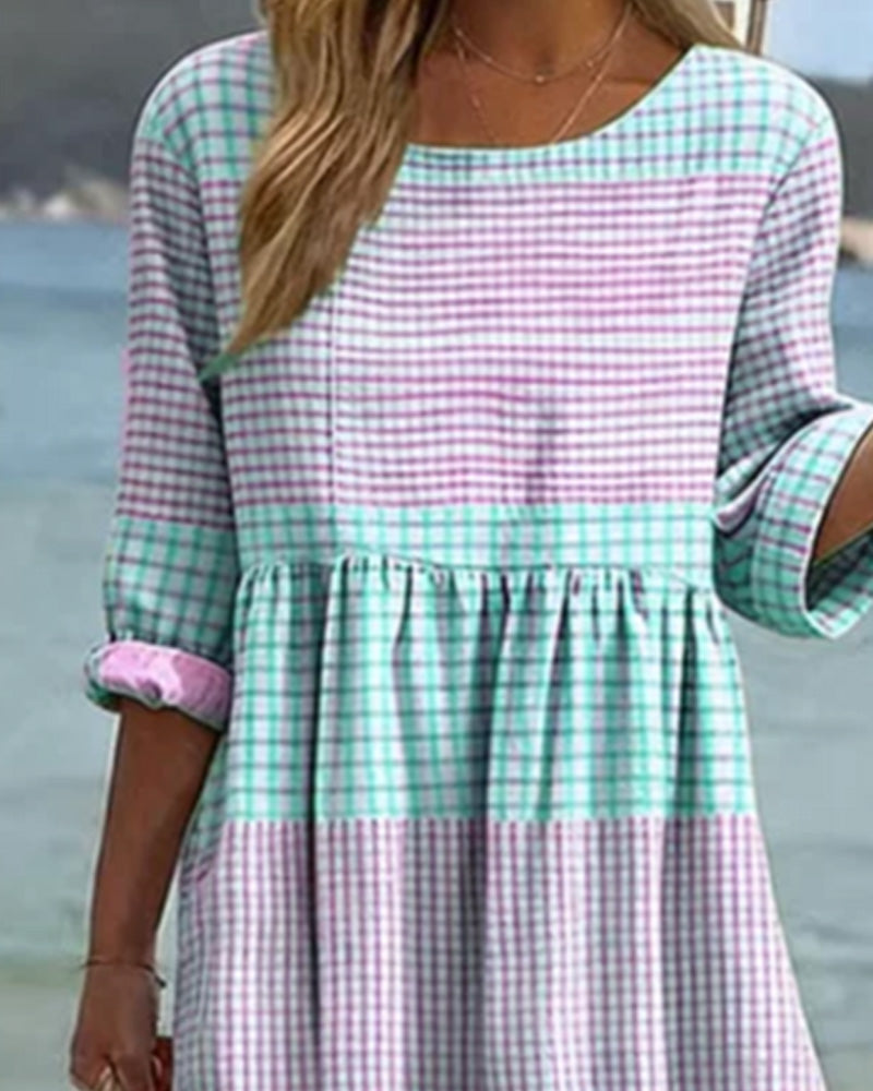 Robe Rayée Bloc De Couleur Ample