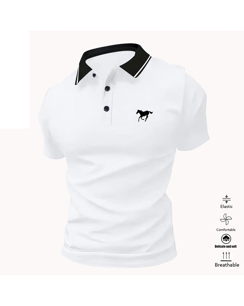 T-shirt Homme À Col Revers, Manches Courtes