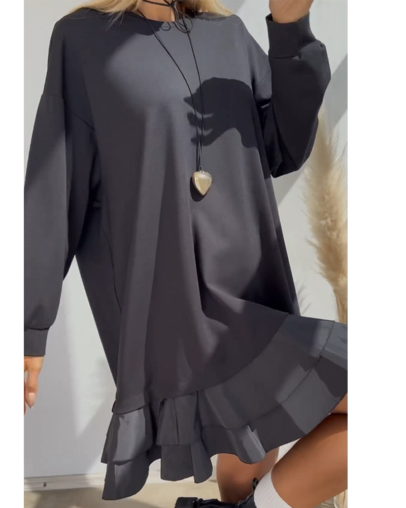 Robe ample de couleur unie avec patchwork