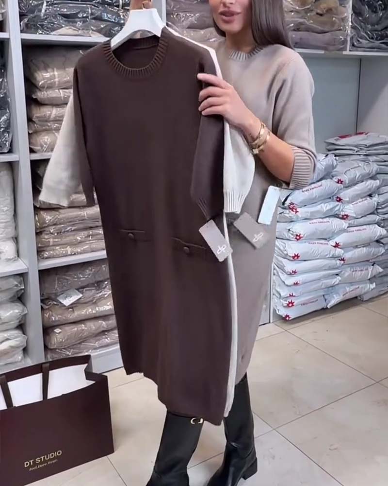 Pull Robe Col Rond Manche Coude