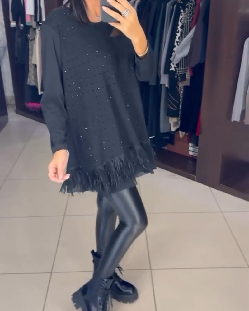 Haut Hem À La Mode Strass