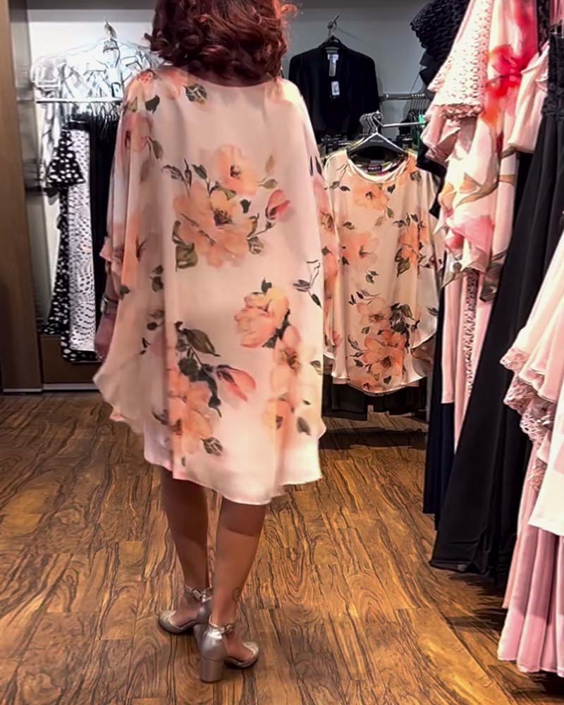 Robe Imprimé Manche Chauve-Souris