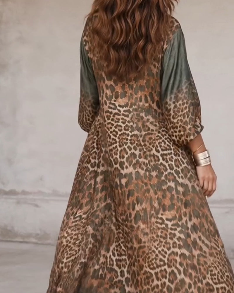 Robe Élégante Léopard Jupe Ample