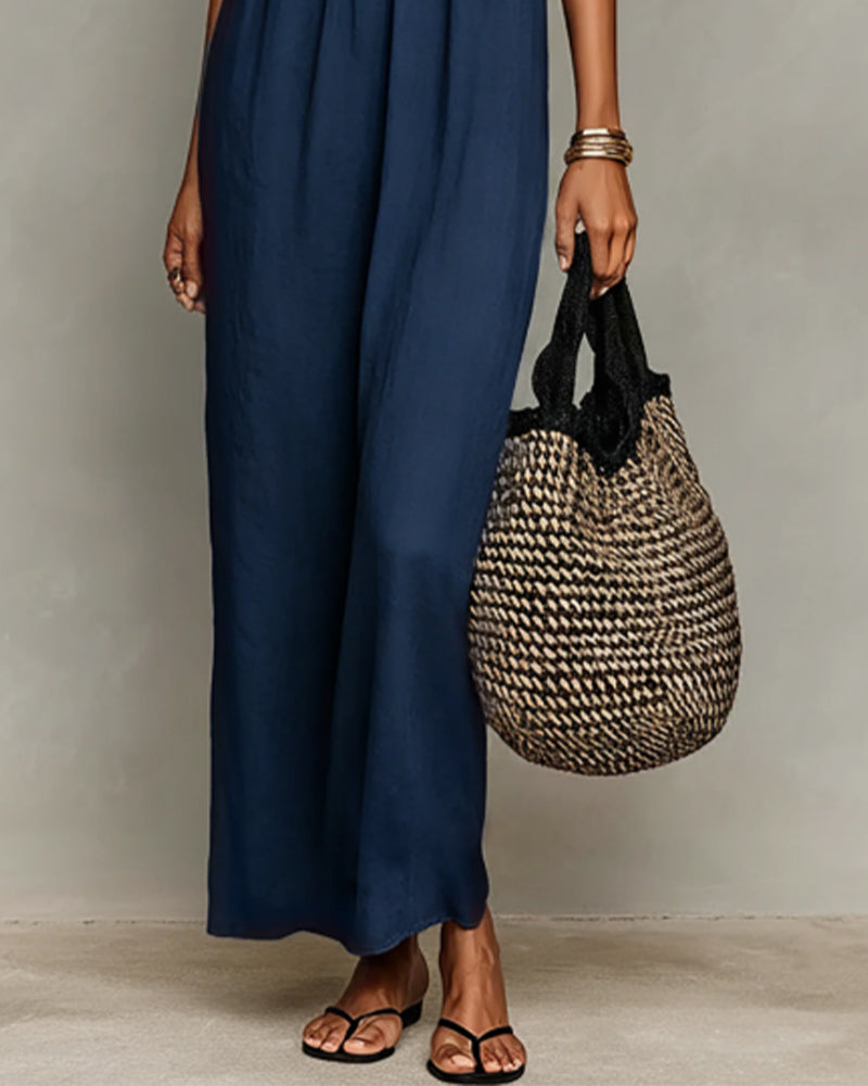 Robe Contraste De Couleur Droite Maxi