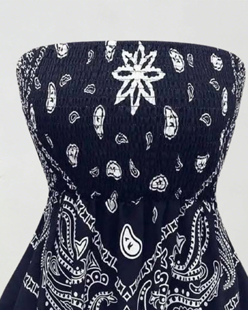 Blouse Paisley Bandeau Asymétrique