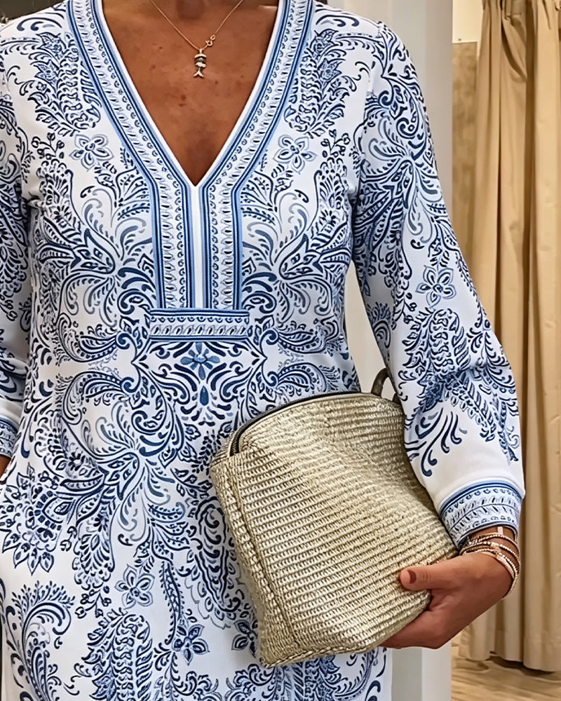 Robe Décontractée Col V Imprimée