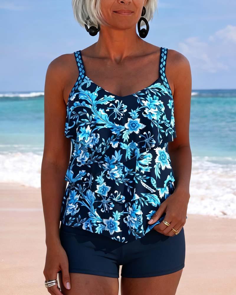 Tankini Volant Irrégulier Ourlet