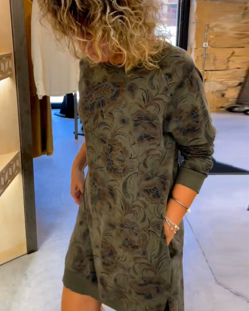 Robe coupe ample avec imprimé et col rond