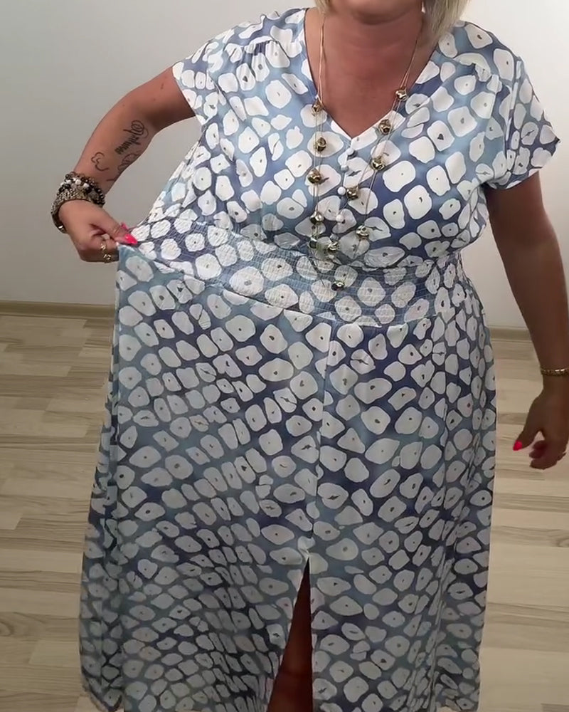 Robe Élégante Sophistiquée Imprimé Géométrique Fente