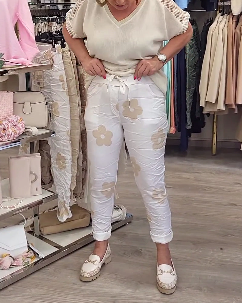 Pantalon décontracté imprimé avec cordon de serrage