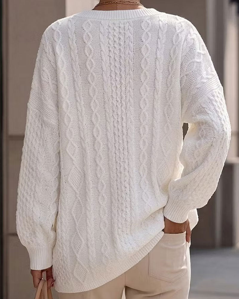 Pullover Col En V Élégant Unie Décontracté Tricoté