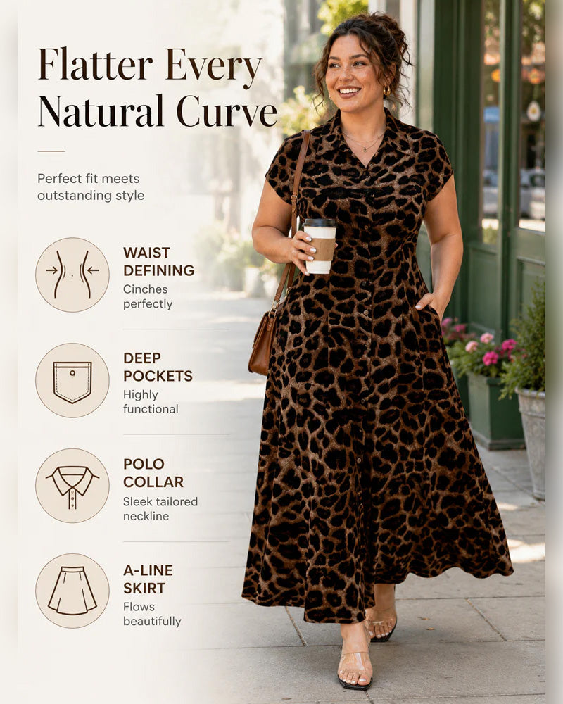 Robe Décontractée Imprimé Léopard Maxi