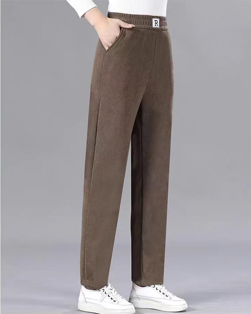 Pantalon Taille Haute Doublé Polaire Épaissi Jogger