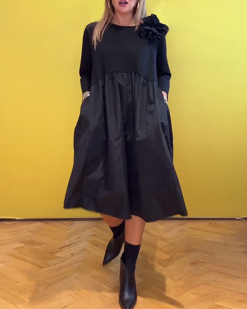 Robe décontractée de couleur unie à col rond