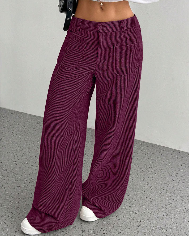 Pantalon Devant Dos Poche Unie Jambe Droite Long