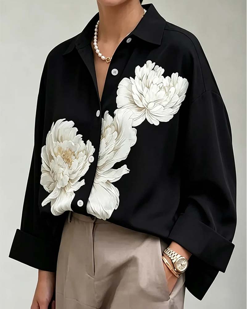 Chemise Imprimé Floral Revers