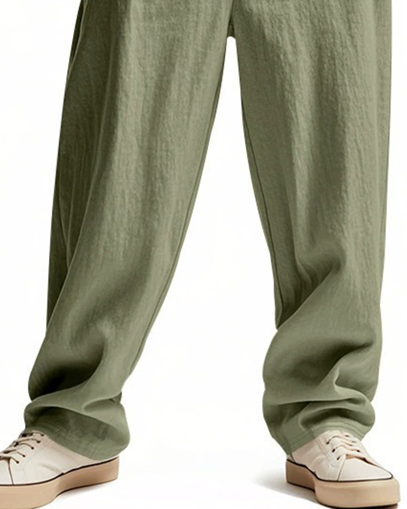 Pantalon Décontracté Uni Jambe Droite