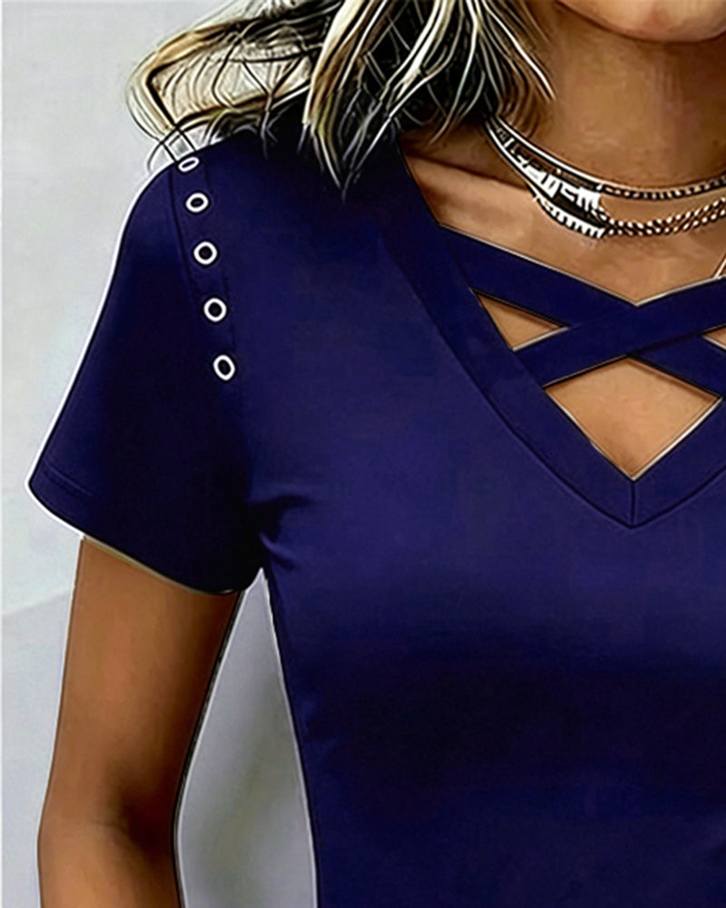 T-Shirt Sangle Croisée Évidé Coupe Slim