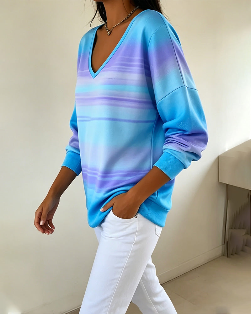 Sweatshirts Col V Manche Longue Ombre