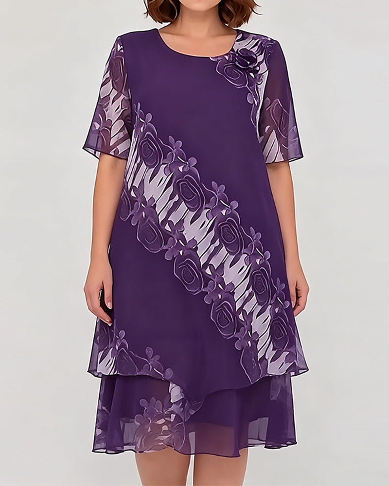 Robe Col Rond Florale Décontractée