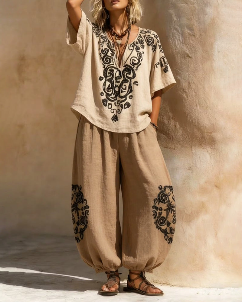 Set Chemise Lâche + Imprimé Jambe Large