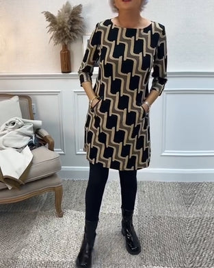Robe ajustée imprimée à col rond