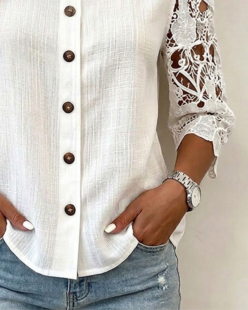 Blouse Découpée Off-Shoulder Bouton