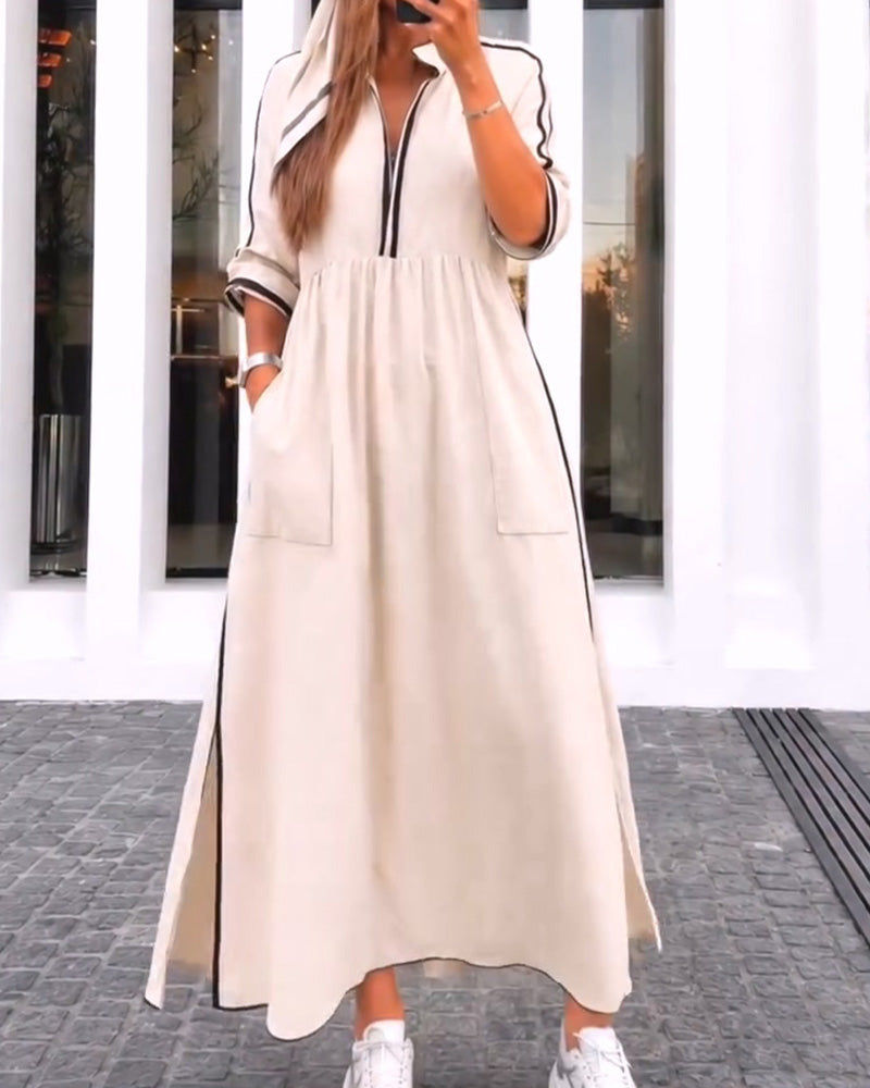 Robe Revers Poche Fente
