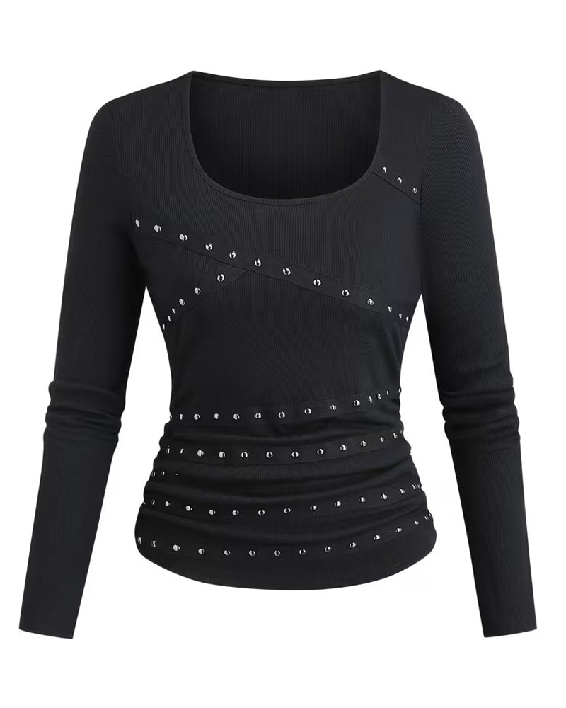 Blouse Élégante Col En U Ajustée