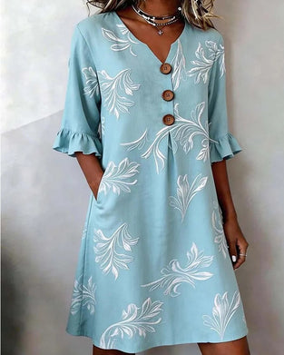 Robe Trois-Boutons Imprimé Floral