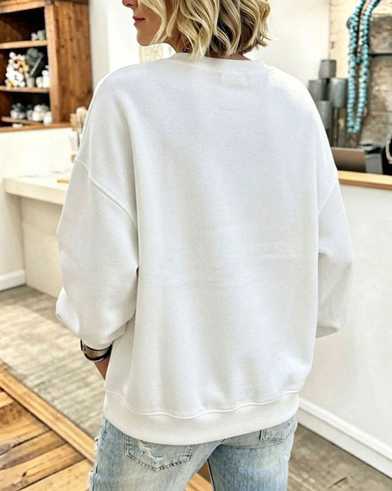 Sweatshirt Fausse Superposition Patchwork Col Rond