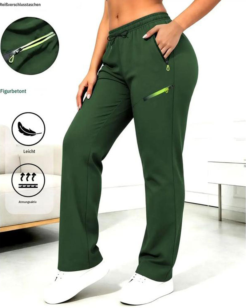 Pantalon Fermeture Éclair Pochette Jambe Droite