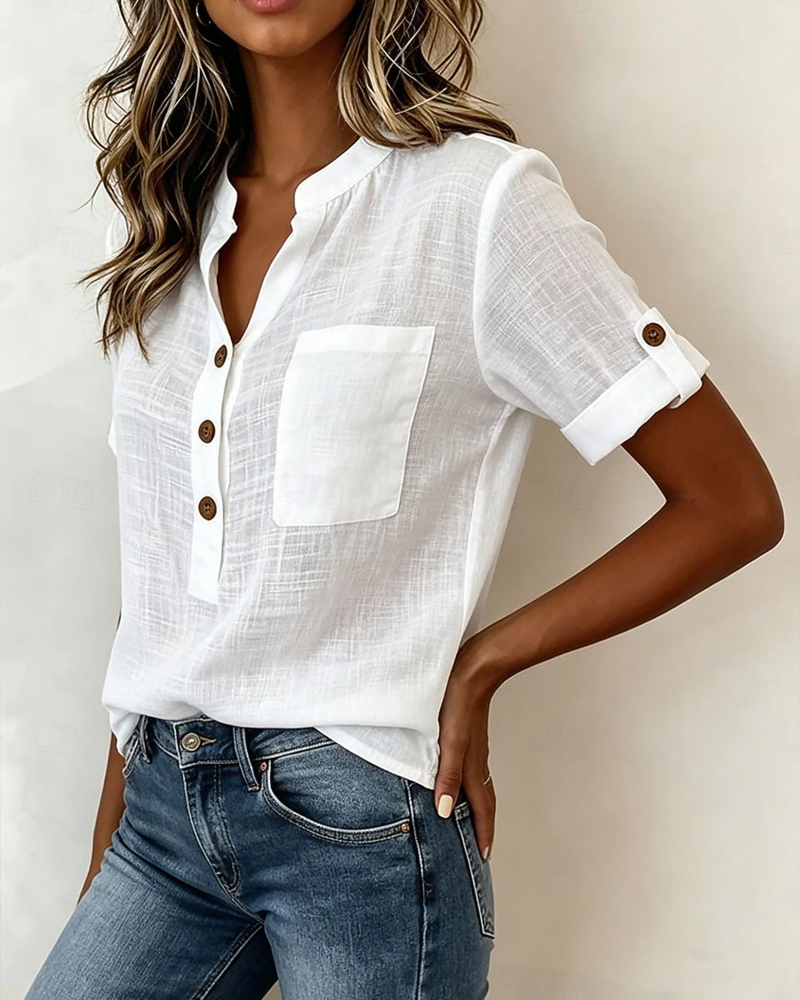 Chemisier Demi-Cardigan Manches Courtes
