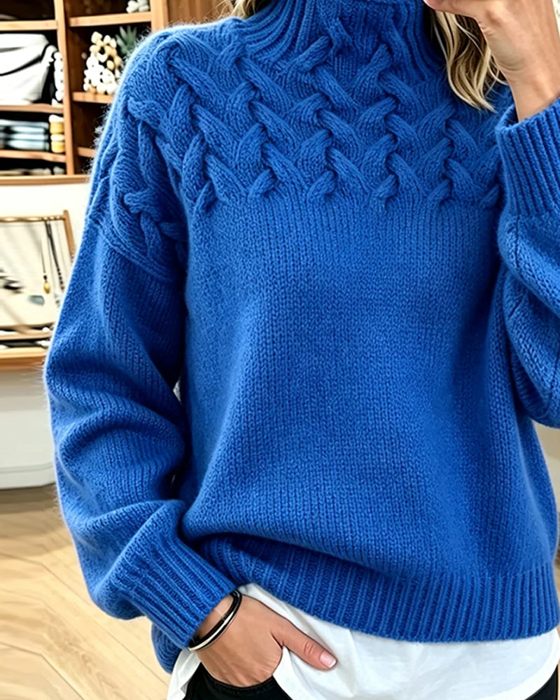 Pull Unie Décontracté Manche Longue