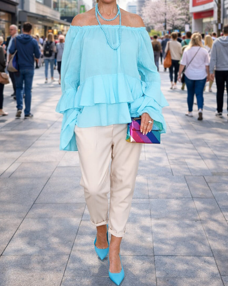 Blouse Off-Shoulder À Volants Volant