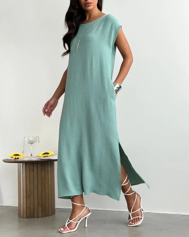 Robe Midi Longueur Fente Lâche