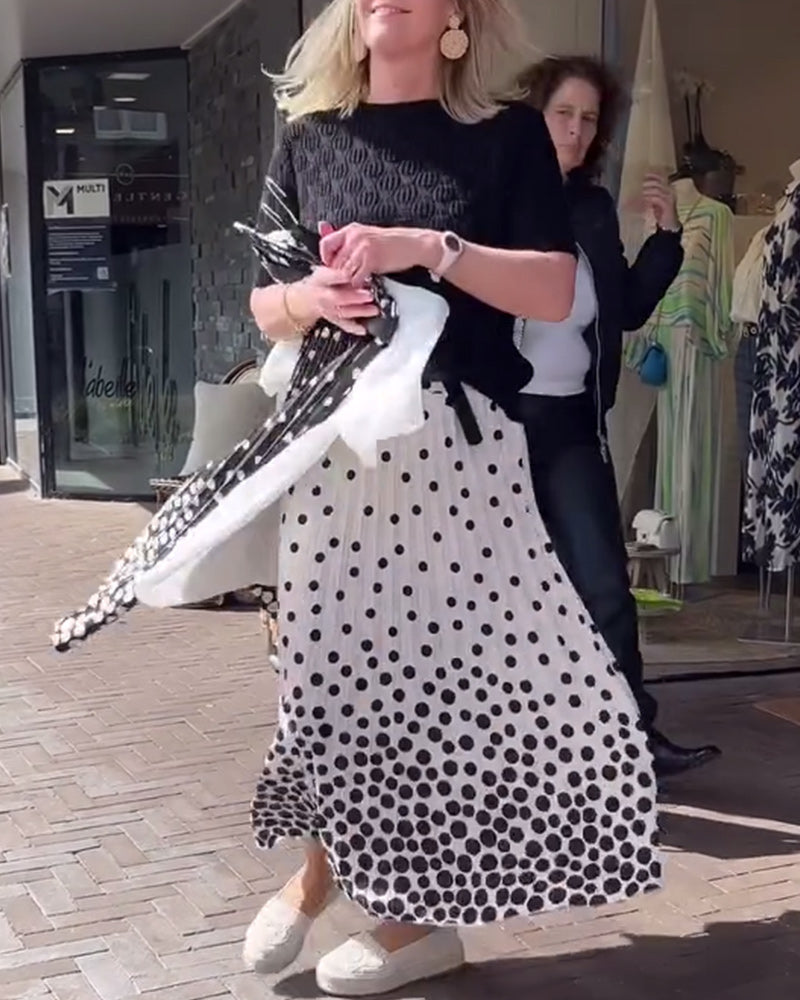 Jupe plissée élégante à imprimé pois