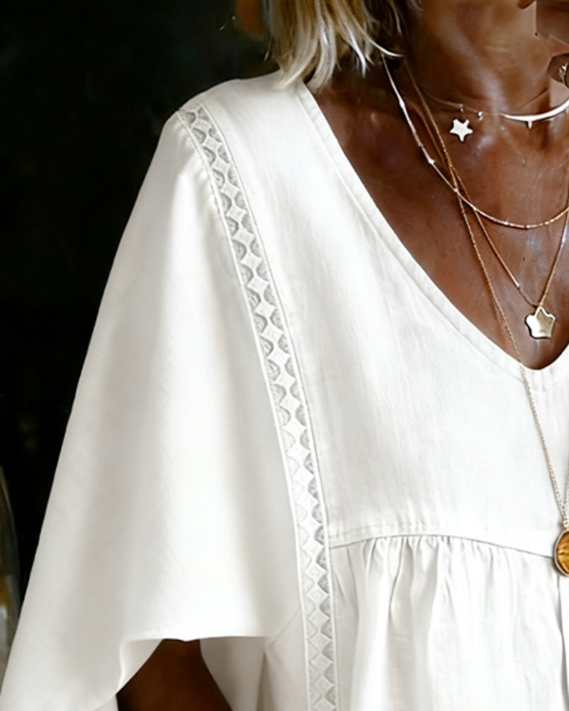 Blouse Lâche Col En V Style Cape