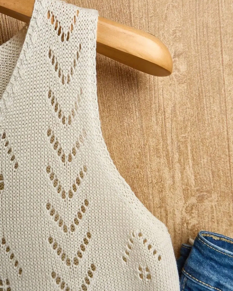 Pullover Col En V Découpe Sans Manches
