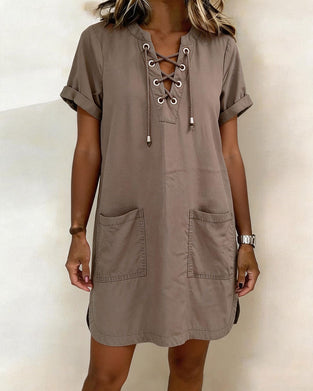 Robe Attacher Col En V Poche Fourreau