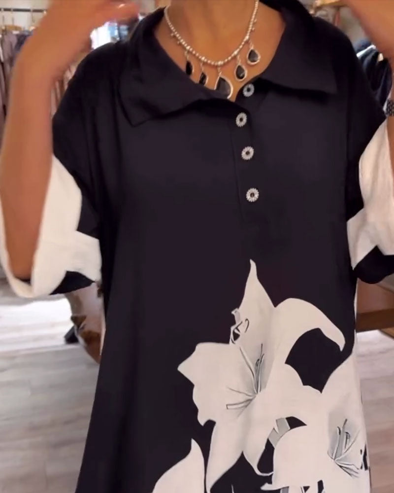 Robe À Col Imprimée Oversize Maxi