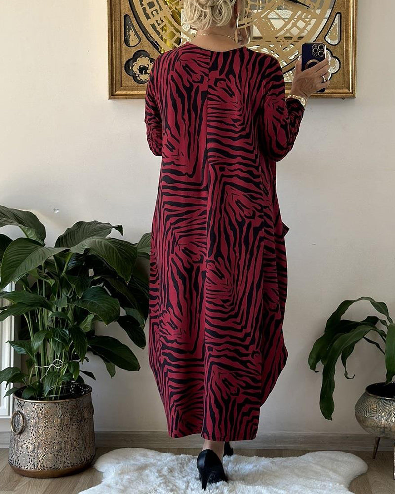 Robe ample et décontractée avec impression et poche